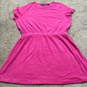 Lands End Pink Terry Cloth Swim Cover up Girls XL 16